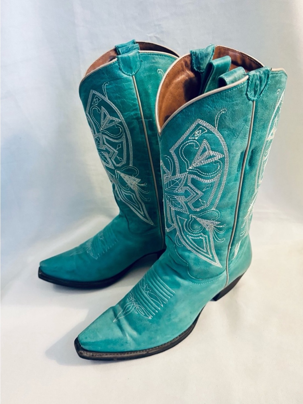 COLT FORD Teal Leather Western Boots